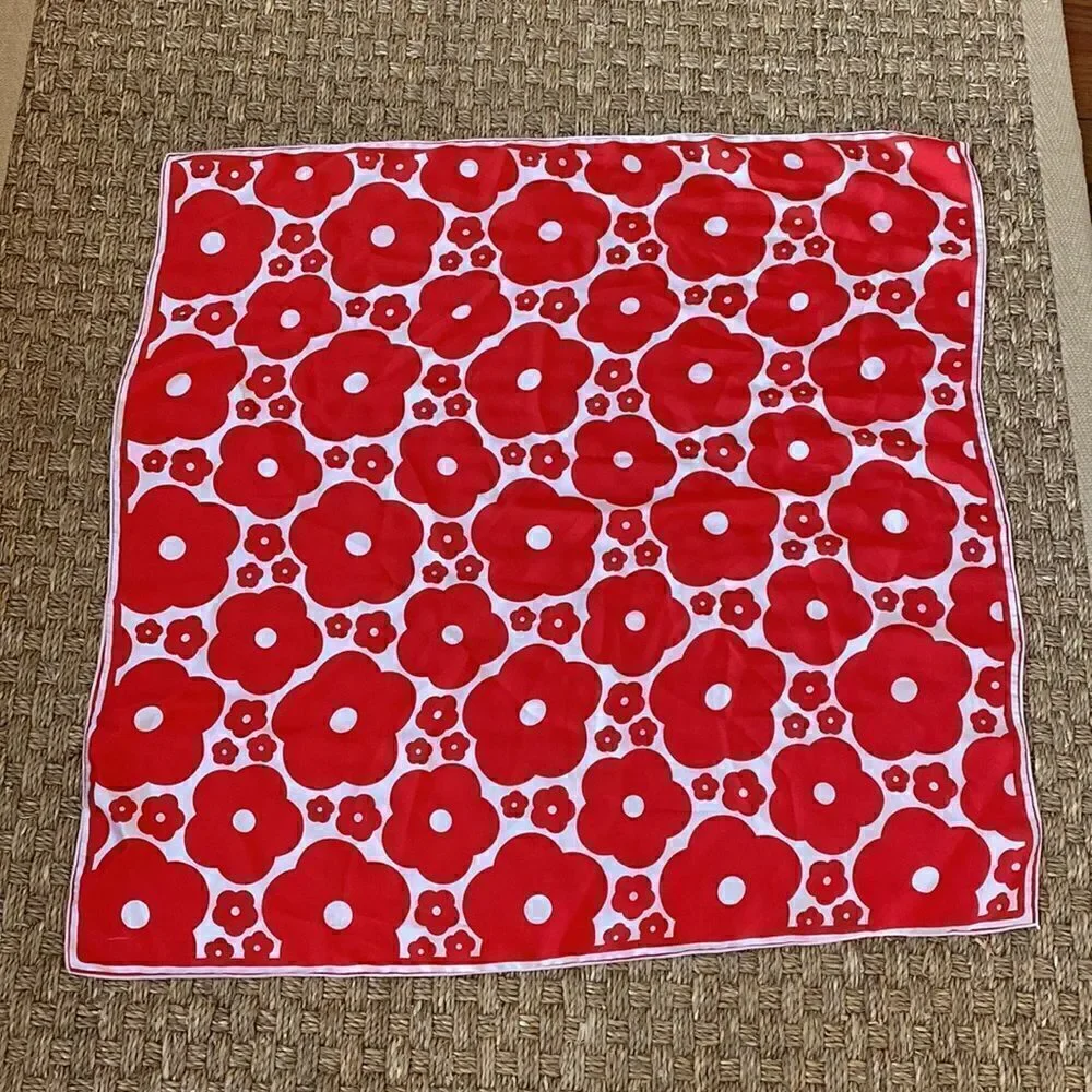 New Without Tag  Red Flower Scarf With White Background